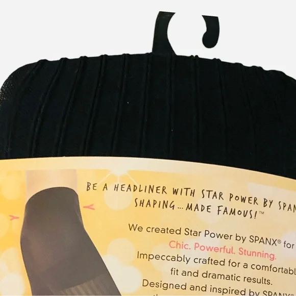Spanx Star Power Tights Size E Black Ribbed Slimming Tummy Control Comfort - Picture 5 of 7